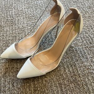 Clear Panel White Pointed Toe Heels